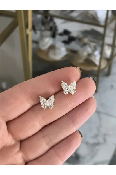 Kelebek Model Taşlı Gold Küpe (xuping/kararmaz)