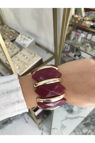 Lastikli Gold Detaylı Kemik Model Bilezik