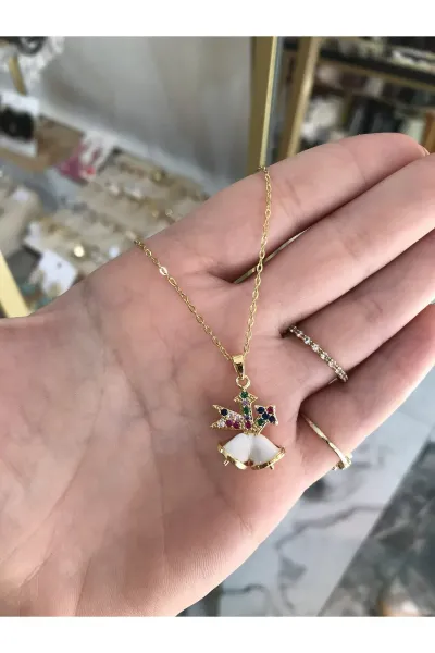 Renkli Taş Detaylı Noel Zil Model Kolye