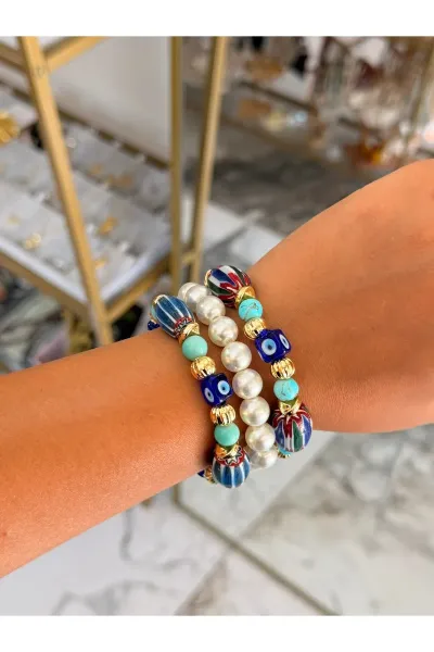 Nazar Detaylı Lastikli Model Bileklik
