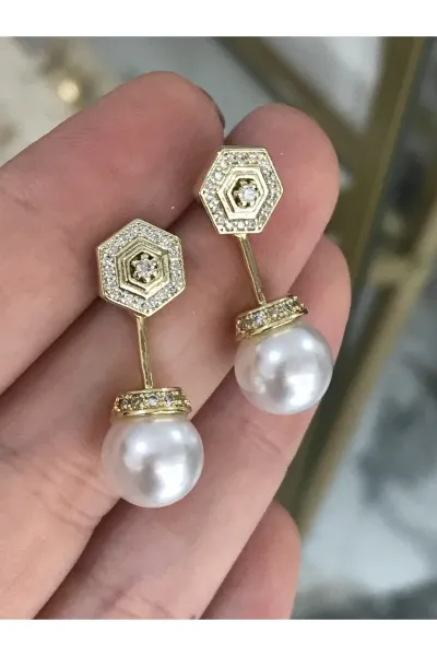 Taş Detaylı İnci Model Küpe