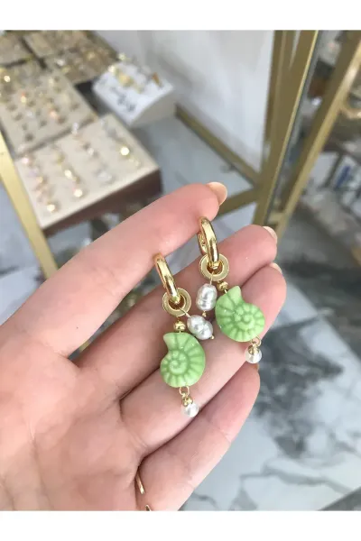 Deniz Kabuğu Ve İncili Küpe