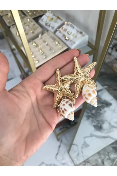 Yıldız Ve Deniz Kabuğu Model Küpe