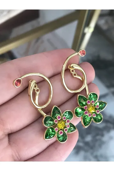 Renkli Tasarım Çiçek Model Küpe