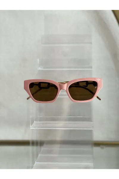 Pembe Lazer Gold Detaylı Güneş Gözlüğü