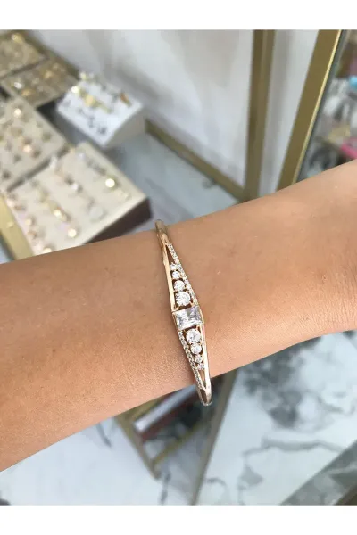 İri Taş Şık Model Bronz Kelepçe Bileklik