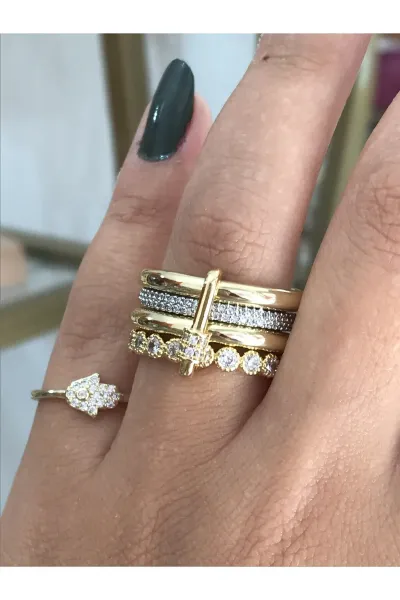 VİP Çoklu Halka Model Charmlı Şık Yüzük