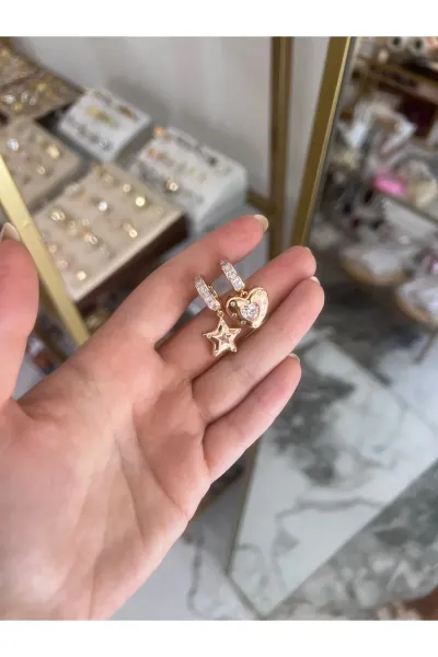 Yıldız ve Kalp Model Küpe