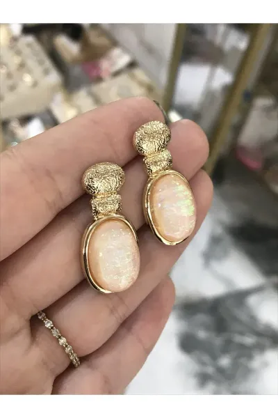 Simli Ve Gold Detaylı Zarif Küpe