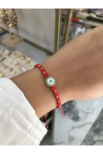 Nazar Boncuk Detaylı İp Model Ayarlanabilir Bileklik