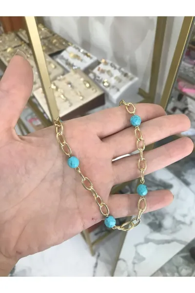Mavi Doğal Taş Model Kolye