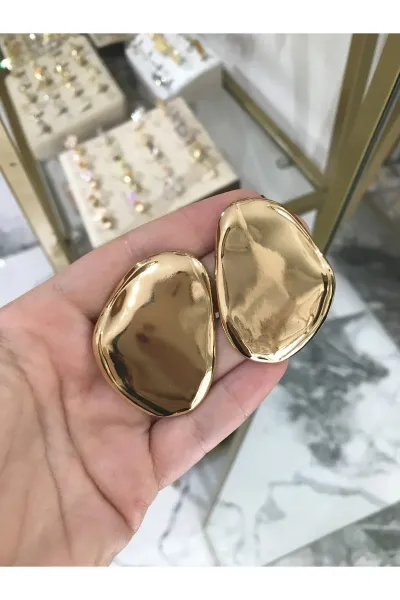 Gold Ezme Model Plaka Küpe