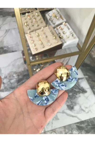 Gold Detaylı Yelpaze küpe