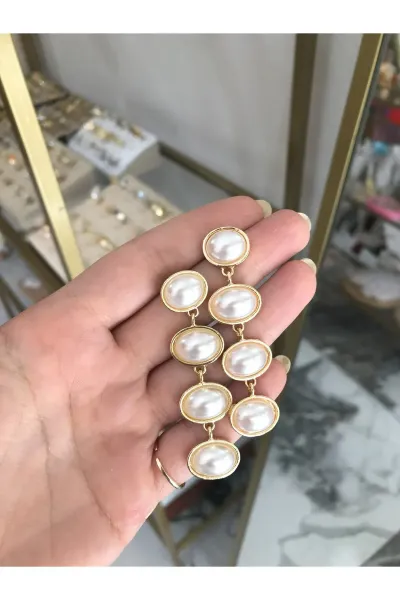 Sallantılı İnci Model Küpe