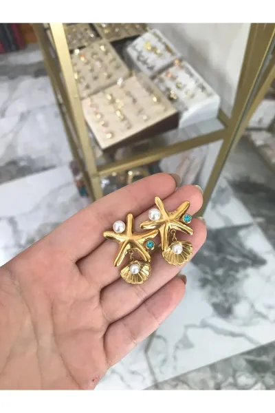 Deniz Yıldızı ve Midye Model küpe
