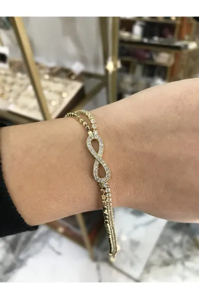 Taş Detaylı Sonsuzluk Model Tasarım Bileklik