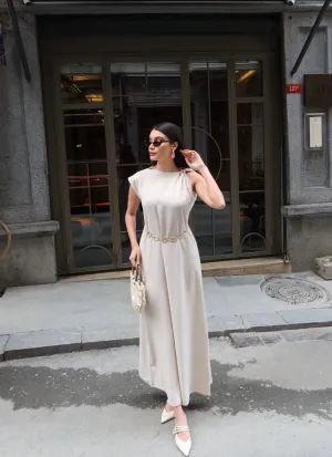 Linda Kumaş Aksesuarlı ve Kemerli Elbise - Görsel 5