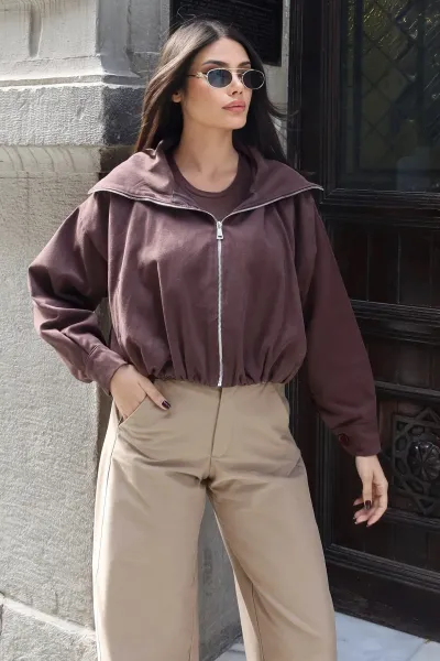 Gabardin Kumaş Şal Yaka Astarlı Fermuarlı Ceket
