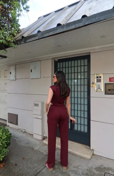 Oysho Kumaş Çift Fermuarlı Takım Bordo