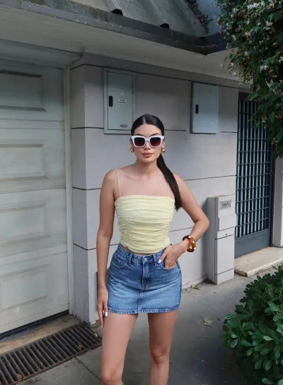 Puantiyeli Büzgülü Crop