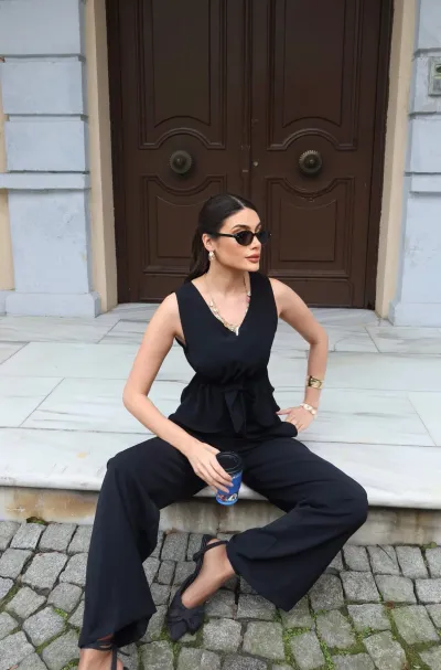 Linda Twill Kumaş Lastikli İkili Takım