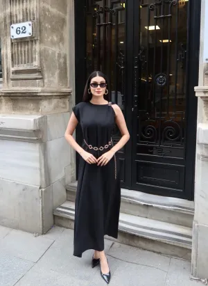 Linda Kumaş Aksesuarlı ve Kemerli Elbise - Görsel 14