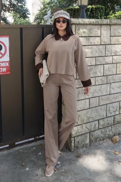 Gabardin Kumaş Pantolon Bej