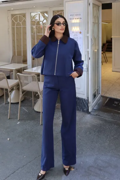 Gabardin Kumaş Pantolon Lacivert