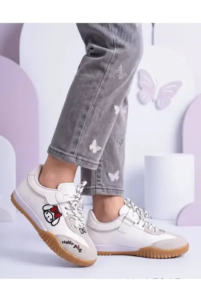 MY MELODY KIZ ÇOCUK ÇIRTLI OKUL AYAKKABISI( DAR KALIP) — Beyaz