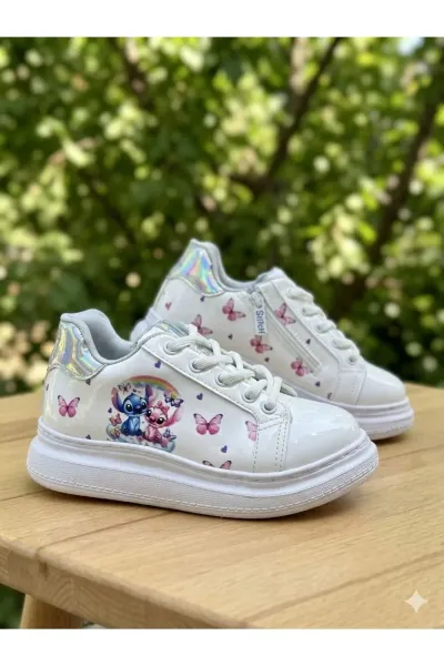 KIZ ÇOCUK KARAKTERLİ SNEAKER — Beyaz