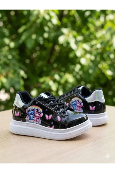 KIZ ÇOCUK KARAKTERLİ SNEAKER — Siyah