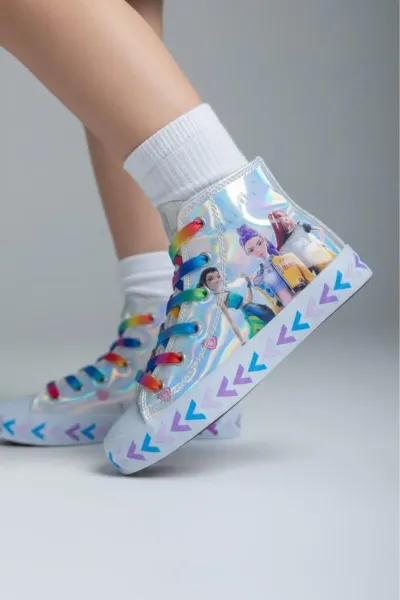 Hunter Huntrix Çizim Baskılı helogramlı Bilekli renkli Bağcıklı ve fermuarlı Sneaker — Gümüş