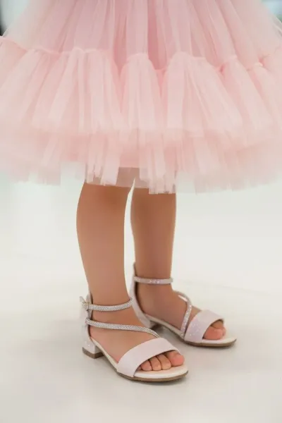 KIZ BEBEK TAŞLI ABİYE AYAKKABI — Beyaz
