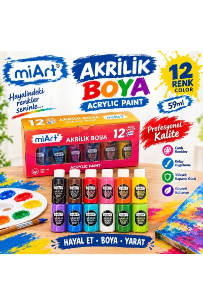 Miart Akrilik Boya 12'li Set 59 ml