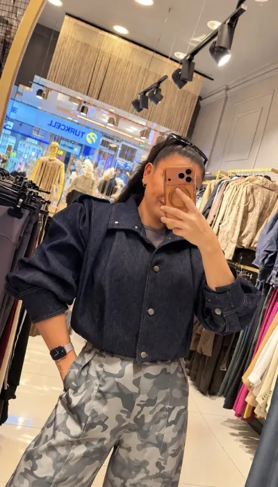 Oversize Denim Gömlek Ceket Koyu Lacivert