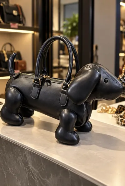 Köpek Figürlü El Çantası Siyah