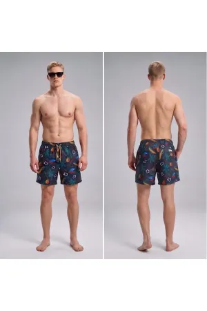 Wild Wood Summer Surf Palmiye Desenli Hızlı Kuruyan Erkek Deniz Şortu 1
