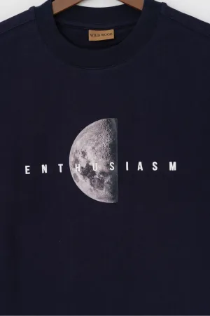 Wild Wood "Lunar Moon" Kabartılı Baskılı Premium Oversize T-shirt — Siyah 2