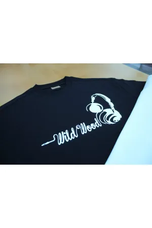 Wild Wood "Audio Rhythms" Kulaklık Kabaran Baskılı Premium Oversize T-shirt — Siyah 7