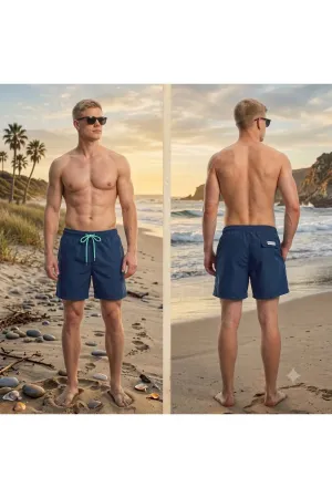Wild Wood "Pacific Blue" Klasik Düz Hızlı Kuruyan Erkek Deniz Şortu 1