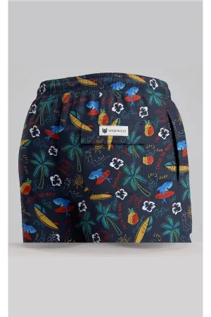 Wild Wood Summer Surf Palmiye Desenli Hızlı Kuruyan Erkek Deniz Şortu 3