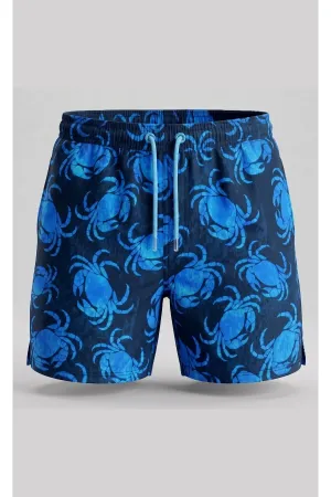 Wild Wood "Deep Blue Crab" Yengeç Desenli Hızlı Kuruyan Erkek Deniz Şortu 2