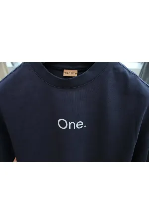 Wild Wood "The One" Baskılı Premium Oversize T-shirt — Lacivert 5