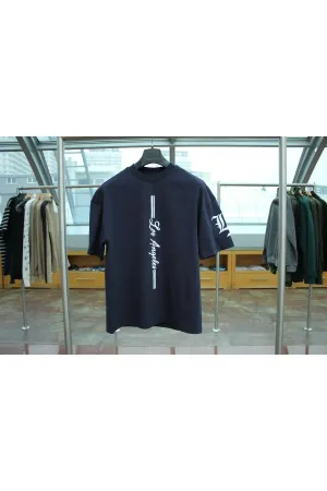 Wild Wood "LA Street" Dikey Baskılı ve Kol Nakışlı Premium Oversize T-shirt — Siyah-Nakışlı 3