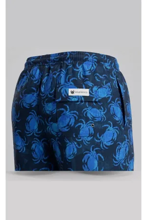 Wild Wood "Deep Blue Crab" Yengeç Desenli Hızlı Kuruyan Erkek Deniz Şortu 3