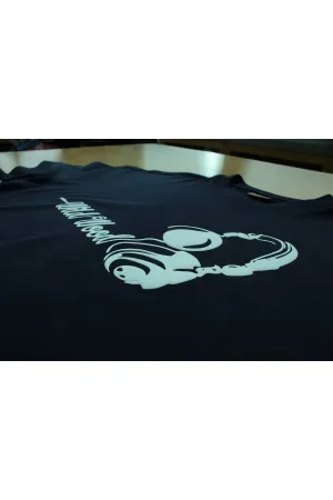 Wild Wood "Audio Rhythms" Kulaklık Kabaran Baskılı Premium Oversize T-shirt — Siyah 4