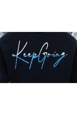 Wild Wood "Keep Going" Grafik Baskılı Premium Oversize T-shirt — Lacivert 5