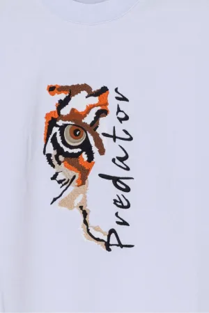 Wild Wood "Predator" Tiger Eye Streetwear Premium Kalite Oversize T-shirt — Beyaz 2