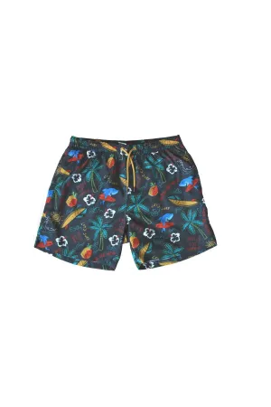 Wild Wood Summer Surf Palmiye Desenli Hızlı Kuruyan Erkek Deniz Şortu 4