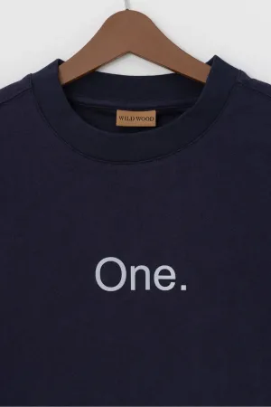 Wild Wood "The One" Baskılı Premium Oversize T-shirt — Lacivert 2
